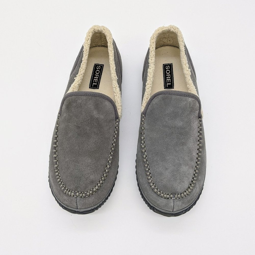 Sorel Men's Suede Gray Dude Moc Slippers Size 10.5 - Picture 2 of 8